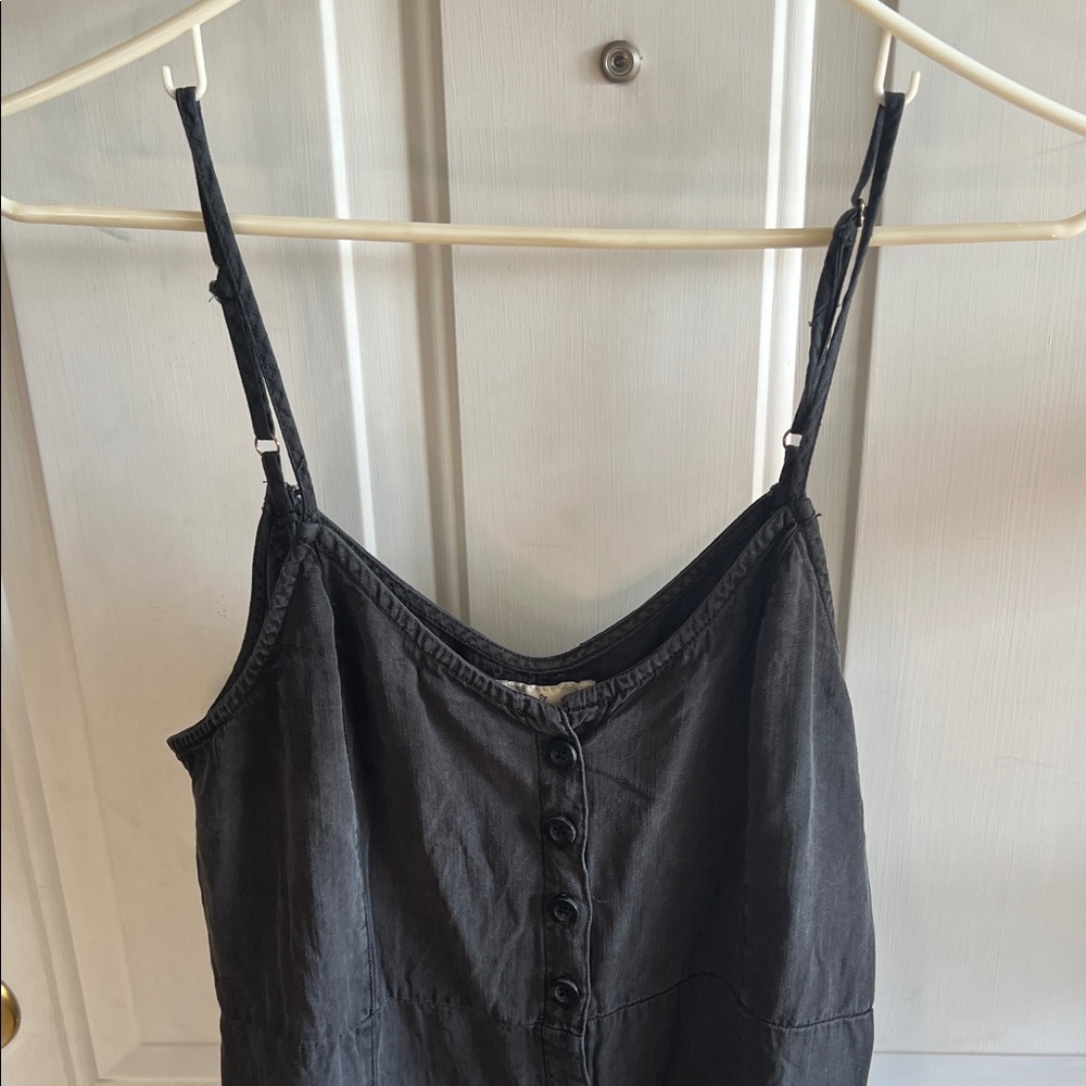 Thread and Supply Spaghetti Strap Black Button-Down Midi Dress - Picture 4 of 5